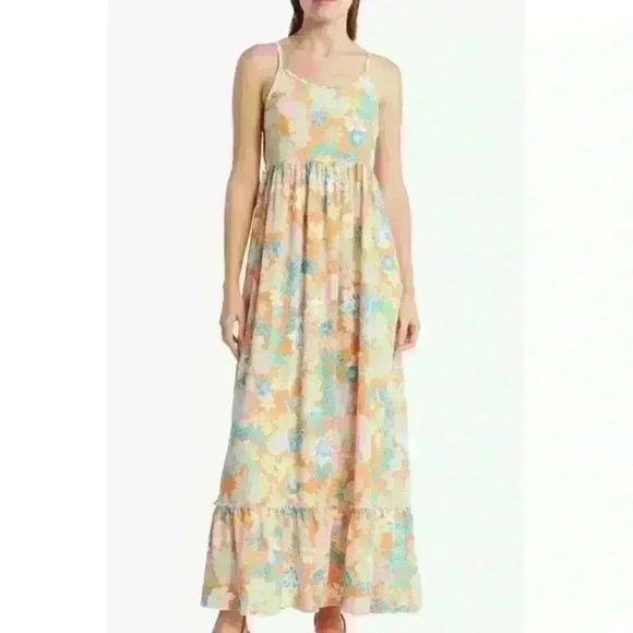 Velvet Torch Los Angeles Floral Print Tiered Midi Slip Dress Size XS - Picture 1 of 13